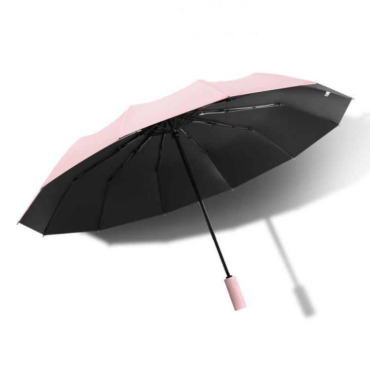 Fully Automatic 10-Rib UV Protection Folding Umbrella - Black Glue Sunscreen for Rain or Shine