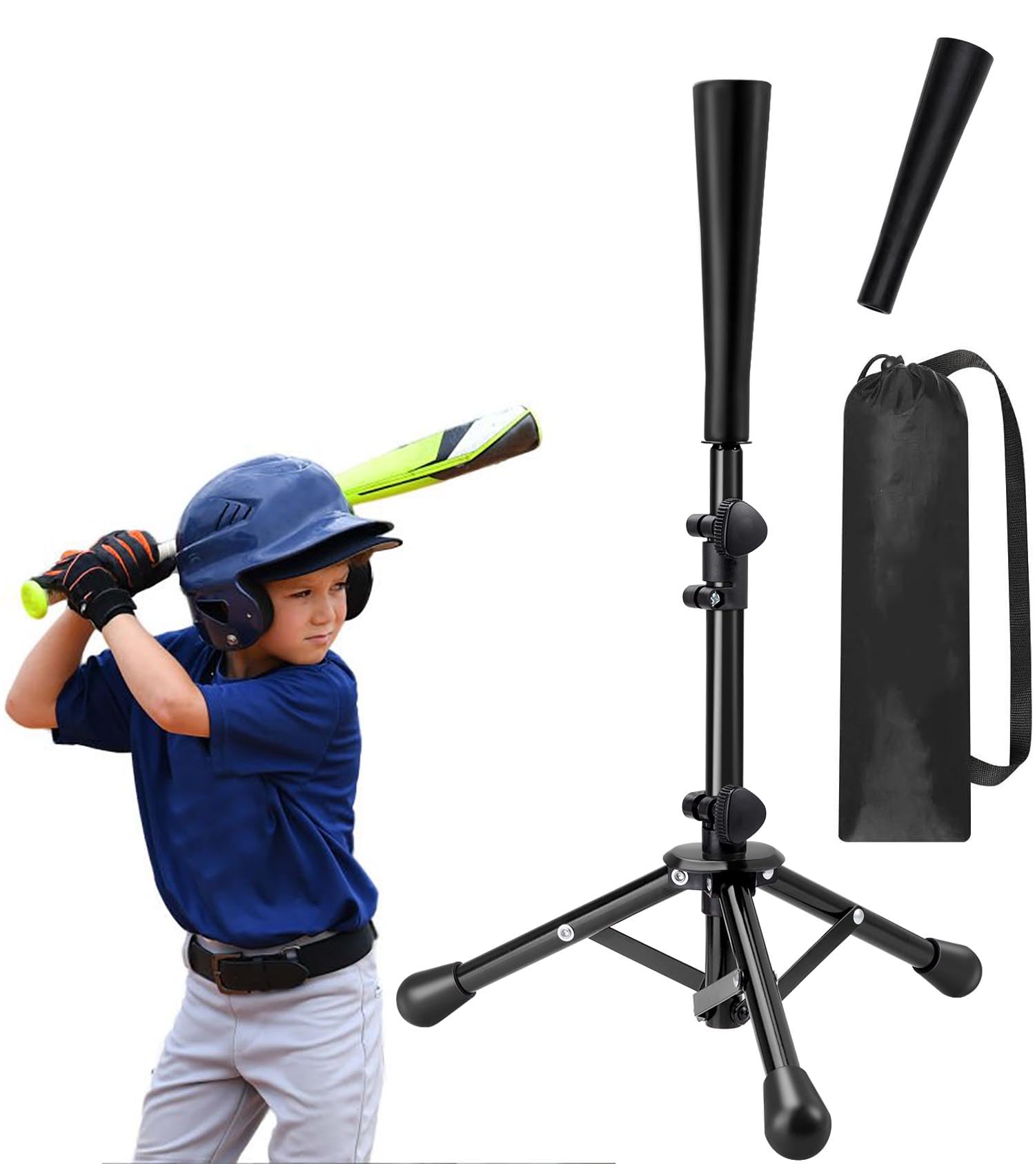 

Baseball Tee For Kids, Easy Adjustable Batting Tee From 20.85 to 31.30 Inches. Foldable and Stable Baseball Tees for Hitting 30 inch(75-76cm) чёрный