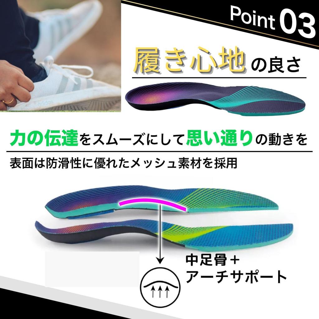 Rela Kino Insoles [Supervised by a Physical Therapist] Arch Support for Standing Work, Sports, Exercise, Soccer, Walking (25.5-26.5cm, Black, Size M)