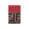 Fendi F Is  Gold Logo FF Pattern Embossed Leather Card Holder Women Accessories Red 8M0445AAIIF13VJ