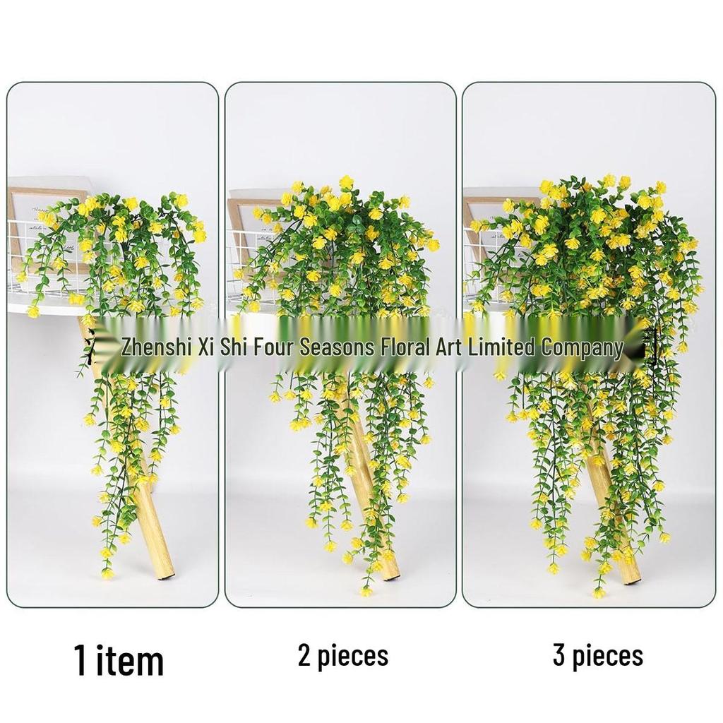 High-End Realistic Eucalyptus Camellia Money Leaf Vine – 69 Heads Green Plant Wall Hanging Decoration