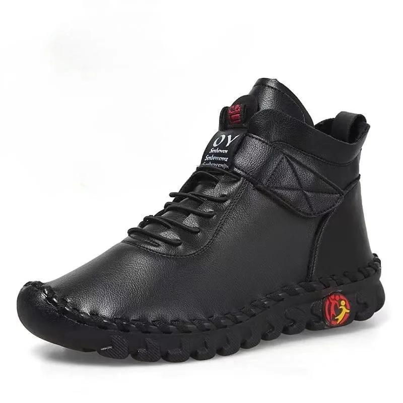 Mode Pelz Damen Stiefel Winter Stiefeletten Handnähte Faden Mama Baumwollschuhe für Damen 2024 Neu Wasserdicht Kurzer Schneestiefel Botas