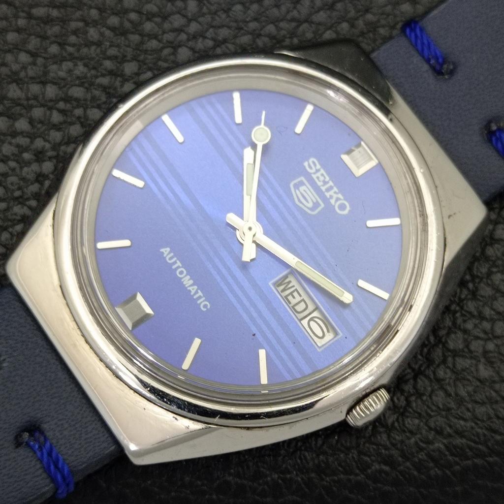 JAPAN VINTAGE SEIKO 5 AUTOMATIC 6309A MENS BLUE COLOR DIAL WATCH a701476-5 R206b-a701476