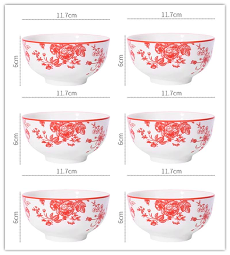 

6PCS Ceramic rice bowl, 4.5-inch round bowl, suitable for microwave and oven, home kitchen tableware 4.5 inch