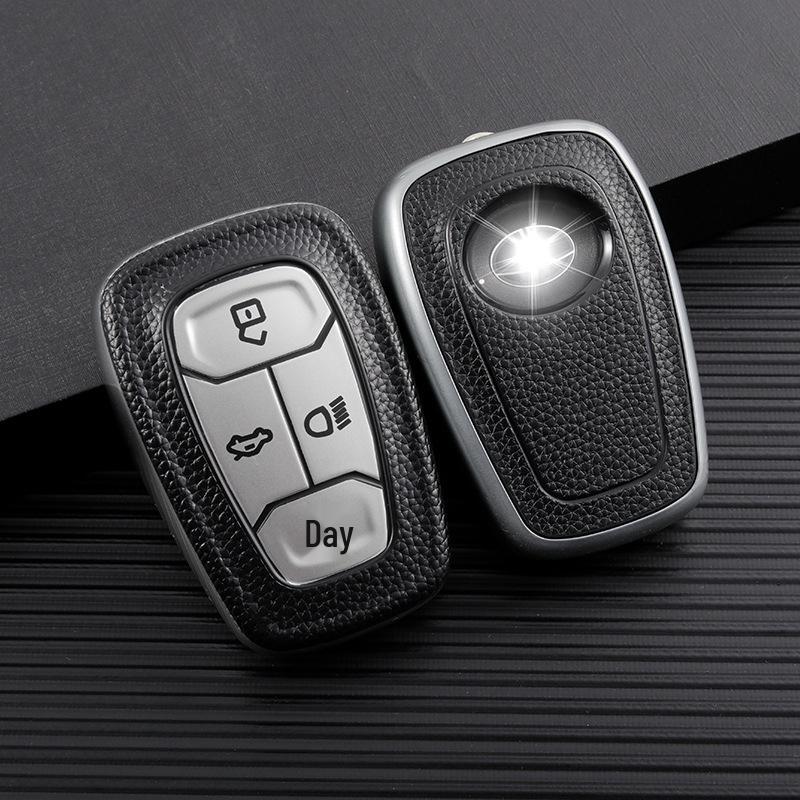 

TATA Car Key Cover for Nexon, Safari, Altroz - Leather Pattern with Buckle, India Suitable PE Bag
