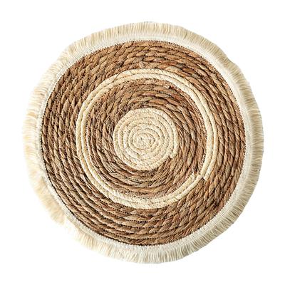 Round Braided Placemats Hand Woven Fringe Non-Slip Table Mats 38CM Insulation Place Mats Tea Cup Pad Dining Table Decorations