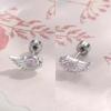 Silver Zircon Wing Stud Earrings for Women Shiny Crystal Geometric Personality Ear Bone Nail Jewelry Gifts