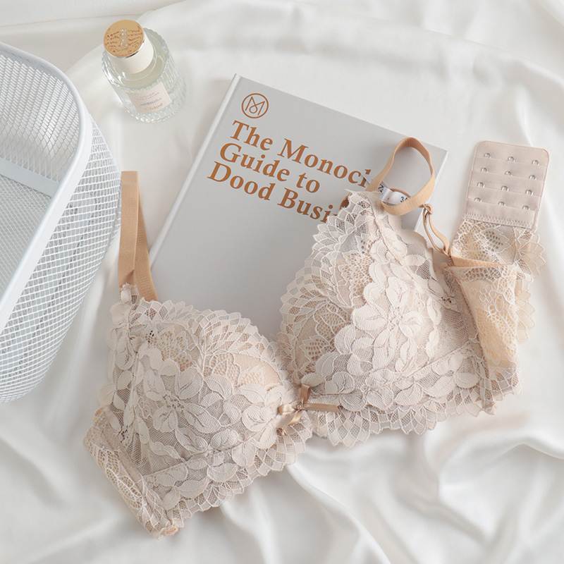 New sexy lace small chest not empty cup underwear women's suit without steel ring breast adjustment breathable bra cover