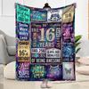 Happy 16th Birthday Celebration Flannel Blanket-Soft and Suitable for Sofas,Beds,Offices,Travel,All Seasons,Great Gift for Holidays and Birthdays.