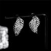 zircon leaf earrings for wearing front and back