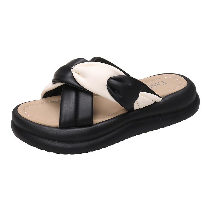 

Outdoor thick-bottomed cool slippers women s summer new fashion high-end muffin cross summer beach slippers 40
