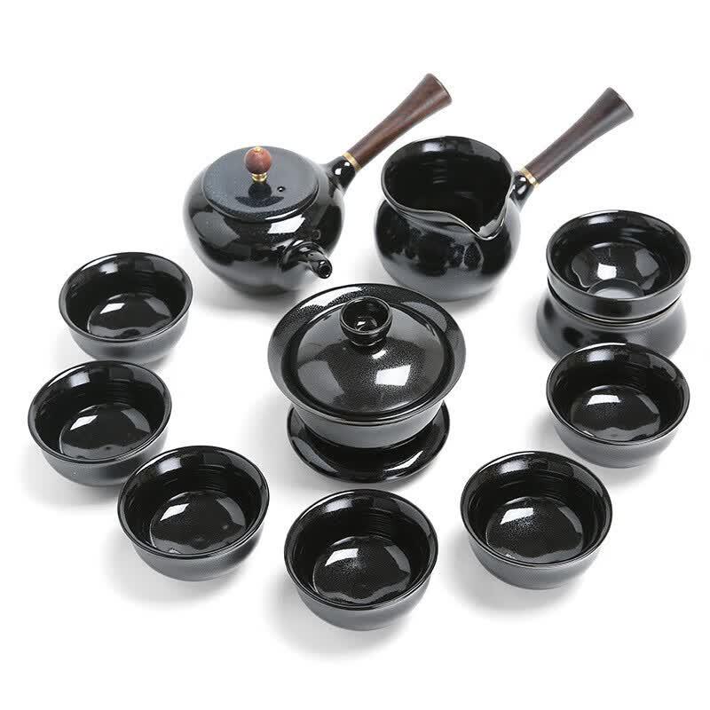 Jianzhan Black Tianmu Kiln-Glazed 11-Piece Tea Set