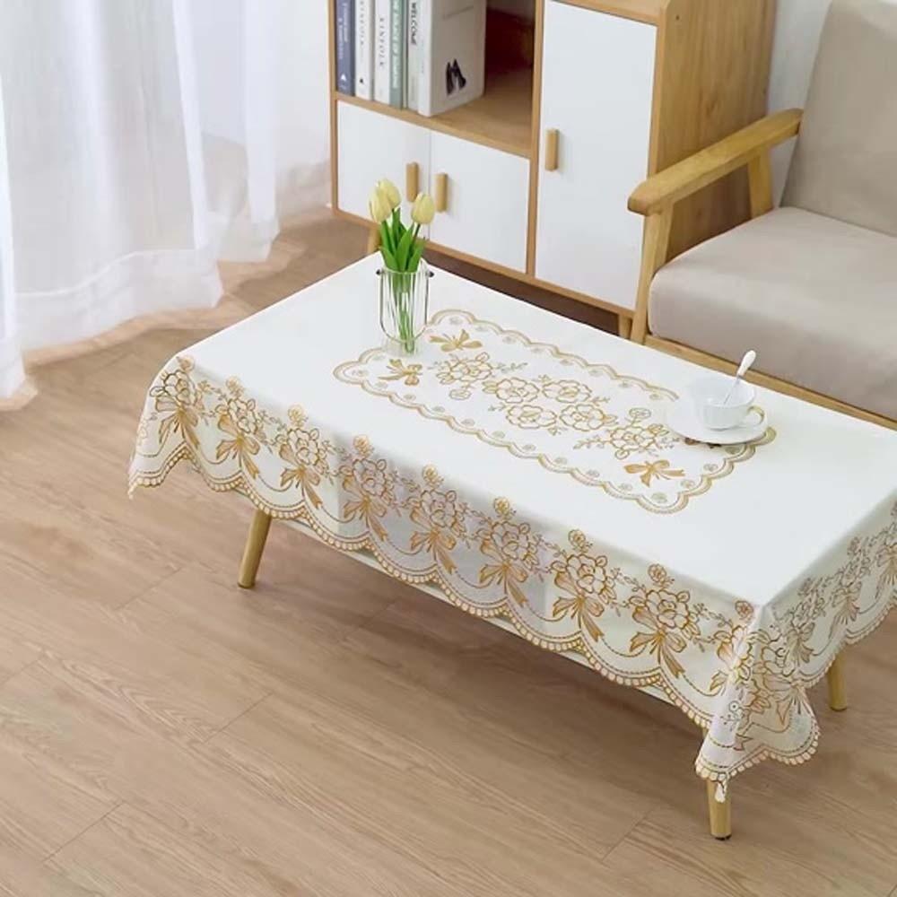 Smooth Table Cover Cloth Rectangular Desk Protection Cover Gold-embossed Tablecloth  Proposal Props