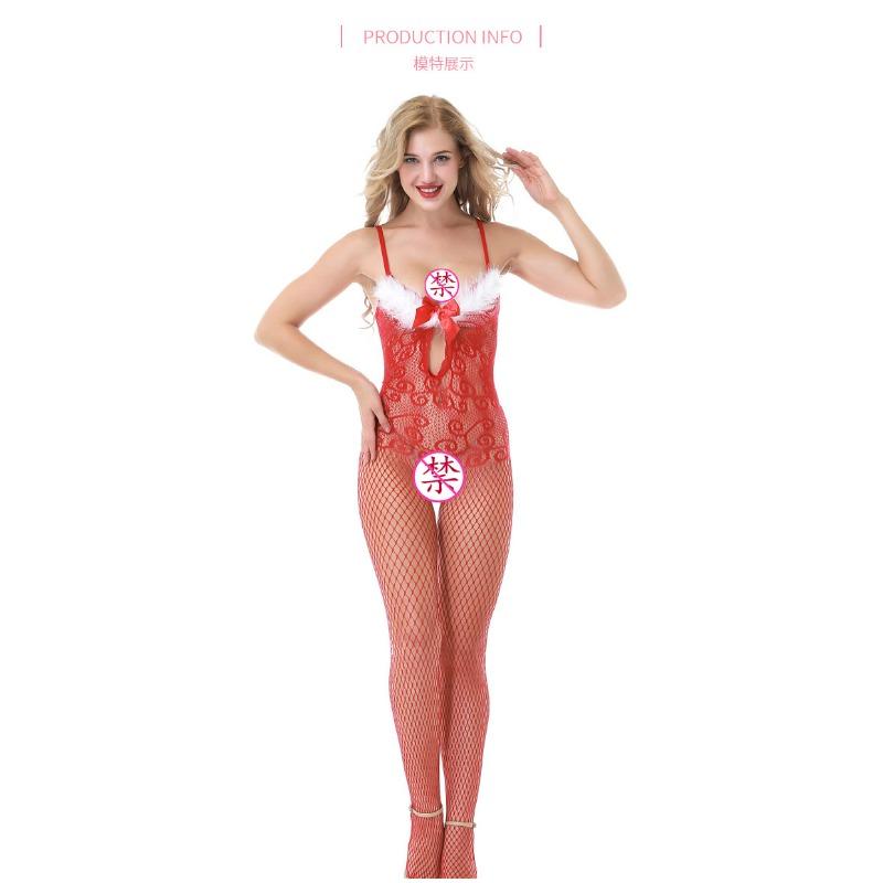 Women Red Feather Sexy Lingerie Role Play Bodysuit Costume Set