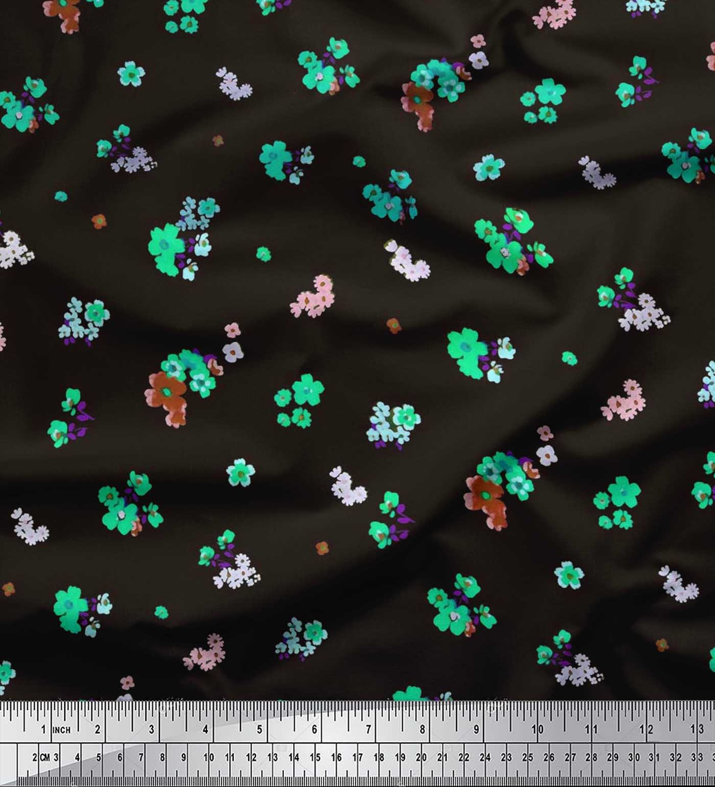 

Soimoi Cotton Cambric Fabric Flower Artistic Print Швейна тканина метр 42 дюйма 42 Inch Wide - Viscose Chiffon зелений