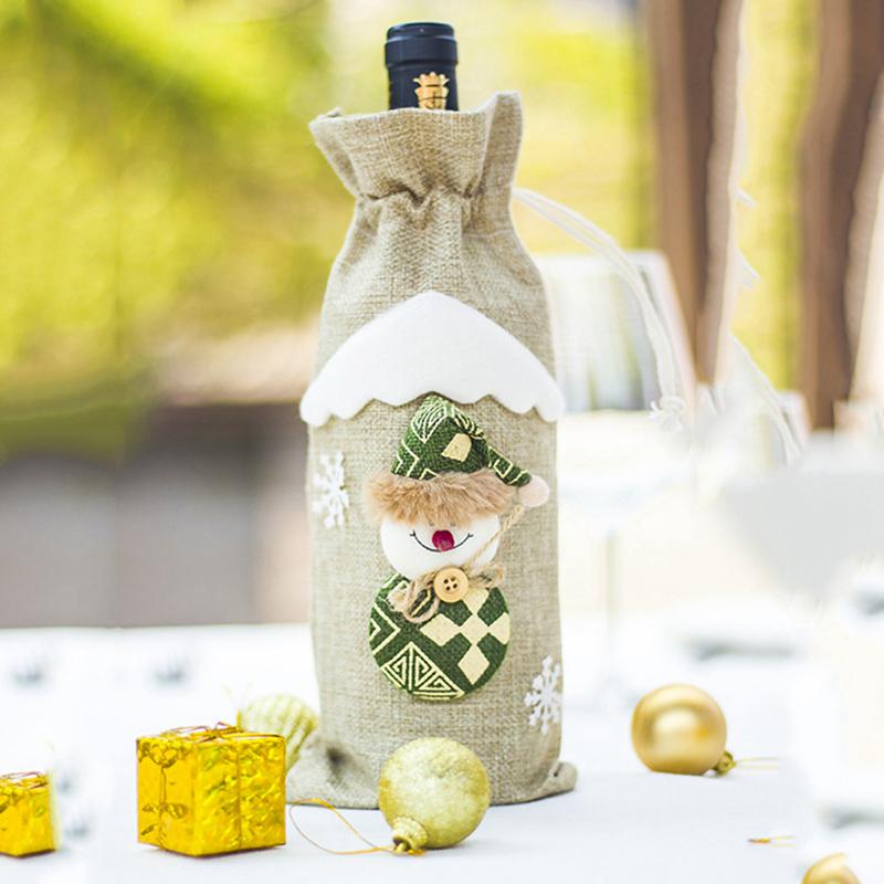 Copri bottiglia di vino di Capodanno Decorazioni di buon Natale per la casa Regalo di decorazioni per la tavola di Natale