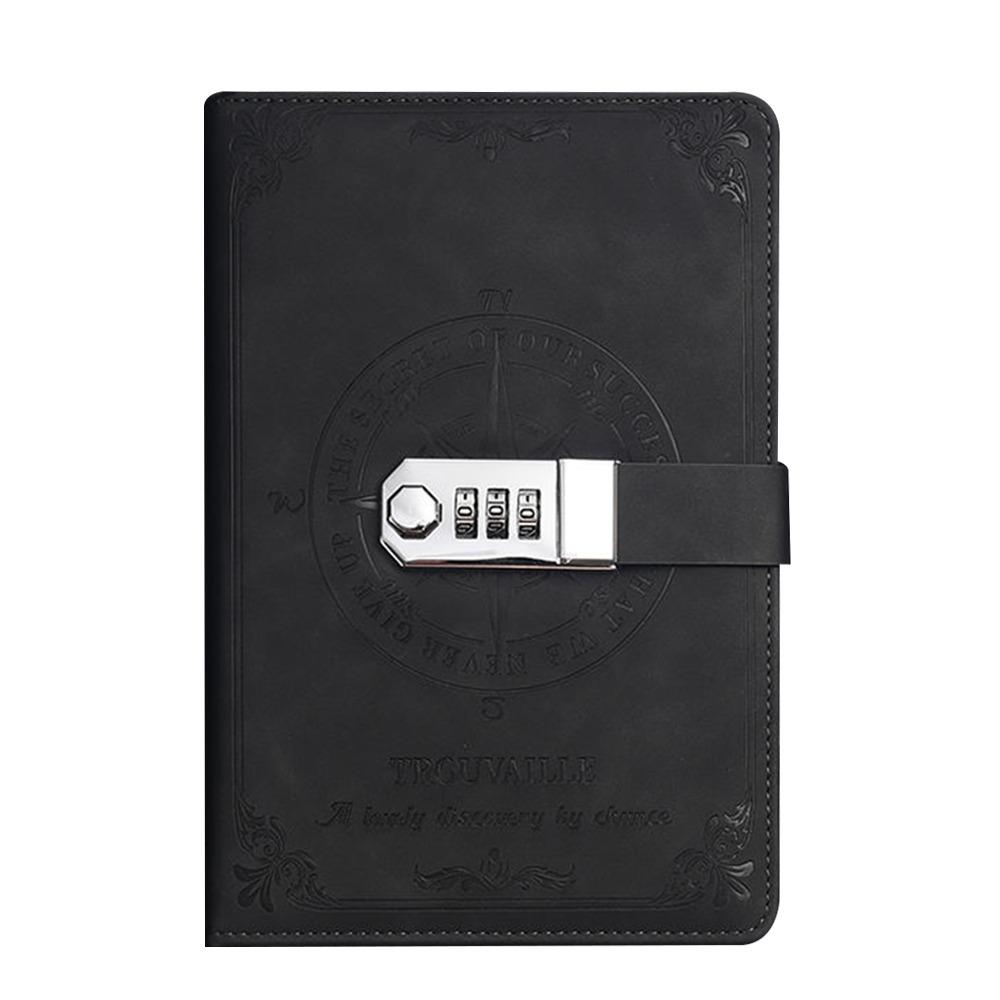 

200-Page Password Notebook PU Leather Diary Notebook Simple School Office Supplies чорний