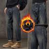 Spring And Autumn Winter New Men'S Plush/Regular Jeans Slimming Straight Stretch Business Versatile Long Pants