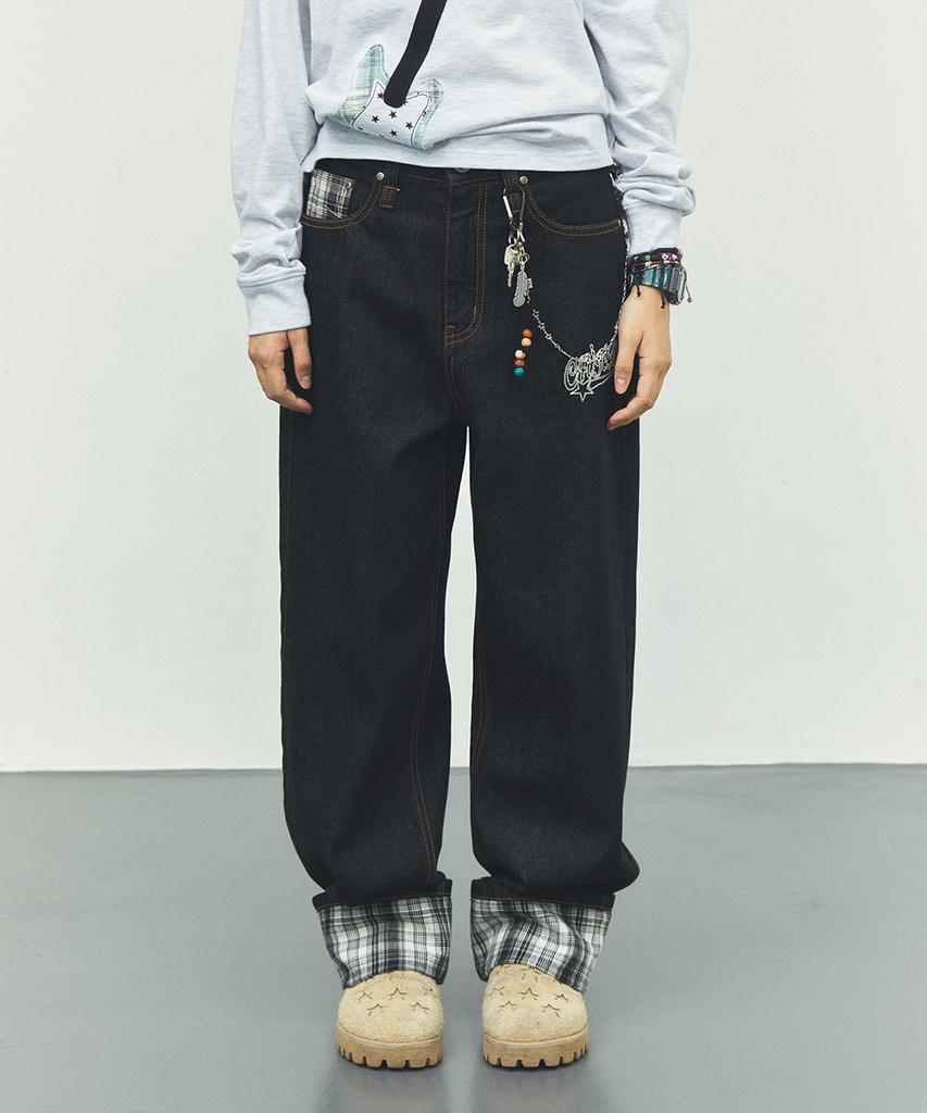 CAVISH W Check Denim Pants Black(Cv2Fffd110A)