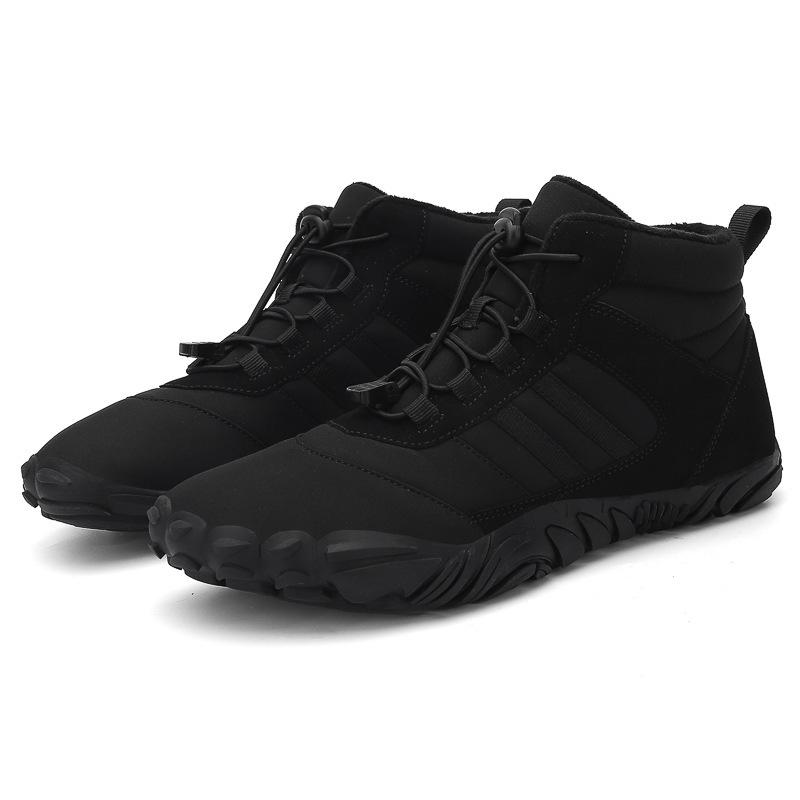 Five-finger Outdoor Cotton Shoes Non-slip and Wear-resistant Hiking Shoes Warm High-top Wool Boots for Men and Women To Keep Out the Cold