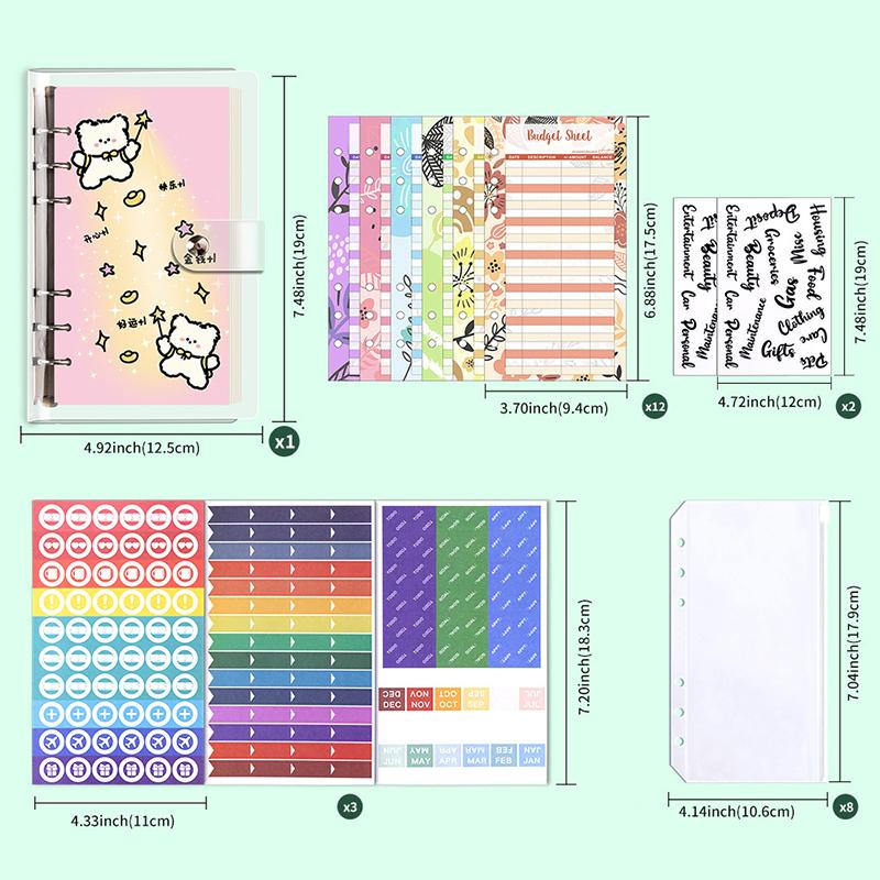 A6 Budget Planner Binder With 12 Budget Cards, 8 Ticket Pockets And Diy Stickers Portable Diy Notebook Savings Book