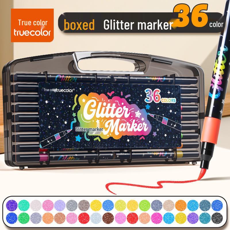 Echter Farbe Glitzer Filzstift für Grundschule & Kindergarten Kunst – Wasserbasierter Glanz.