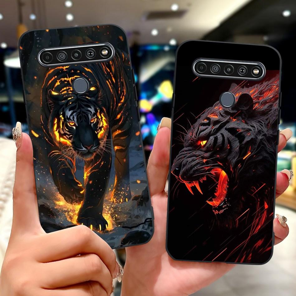 For LG K41S K51S 2020 Elegant Floral Cat Printed Phone Case For LG K41S K51S LM-K410 LM-K510 Black Silicone Soft Cases