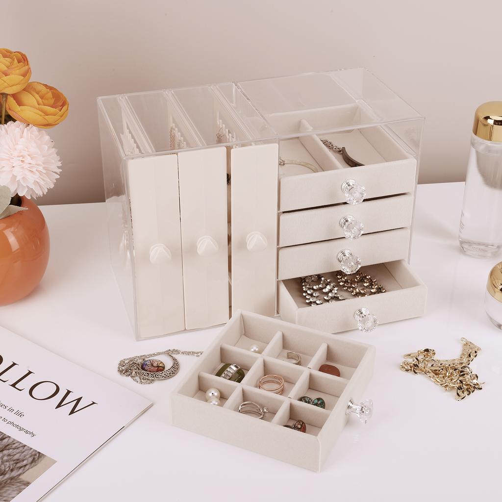 Necklace Organizer Multifunctional Earring Storage Box Large Capacity Earring Organizer Box for Bedroom Dressing Table