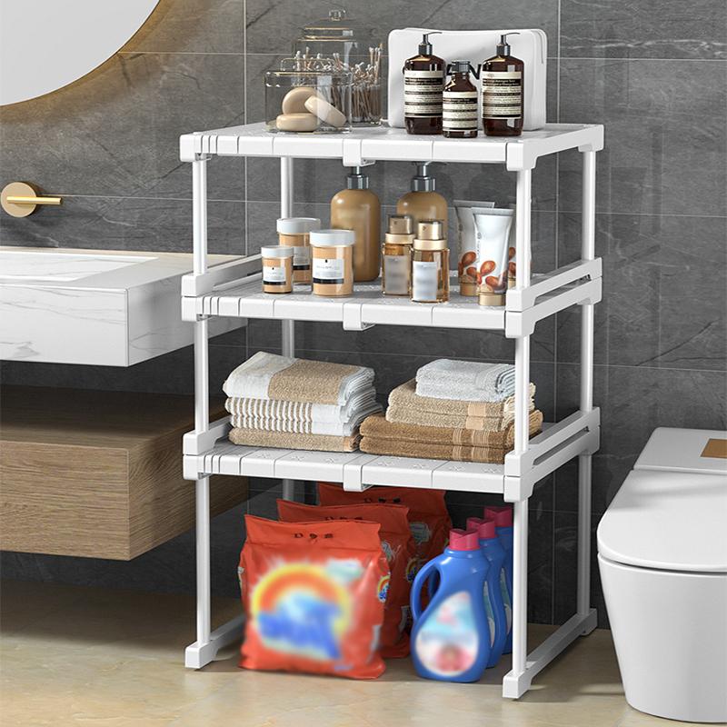 Adjustable Closet Storage No-Punch Storage Shelf Space Saving Wardrobe Decorative Shelf Cabinet Holder for Bathroom Kitchen Shoes Rack Sundry Storage