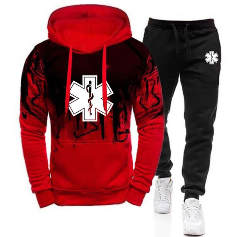 

2024 Мужская новая медсестринская чрезвычайная медицинская толстовка с капюшоном High Street Gradient Casual Sports Top+Branches XXL