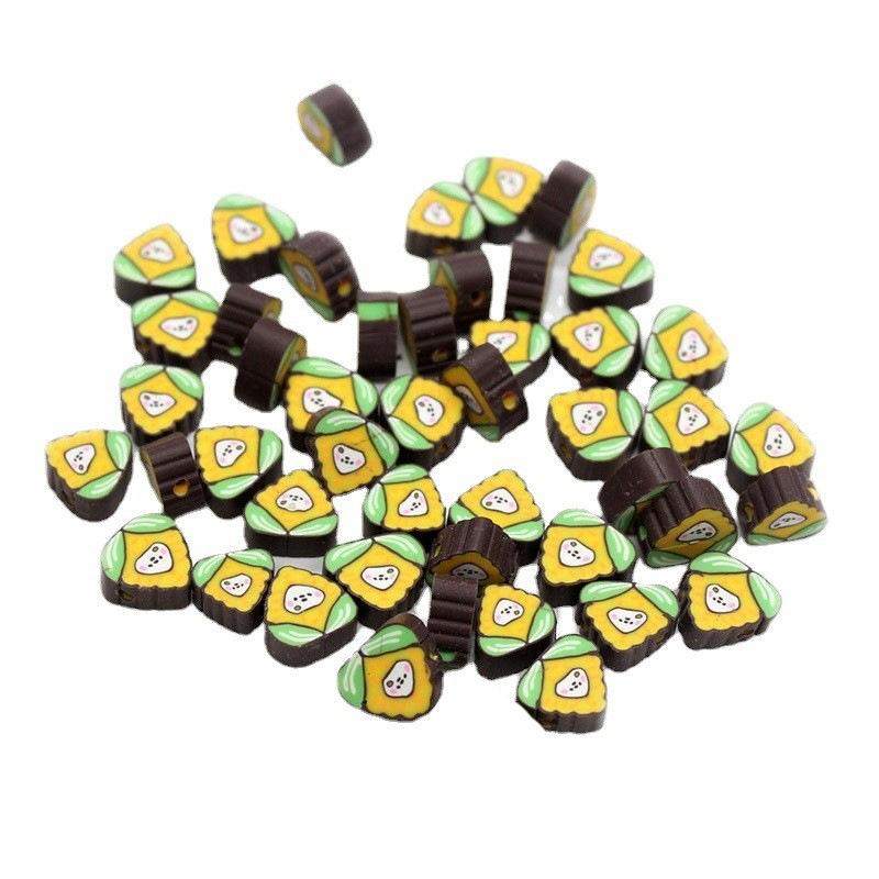 

Soft Pottery Beads Korean Version Necklace Corn Ladybug Daisy Avocado Strawberry Diy Mobile Phone Chain Accessories Loose Beads about 10mm кукурудза кольору