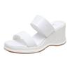 Summer New Thick-soled Muffin Sandals Women's Slope Heel One-word Cool Slippers Simple and Easy To Wear High Heels Women