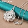 925 Sterling Silber Rose Blume Anhänger Halskette für Frauen Hochzeit Party Modeschmuck