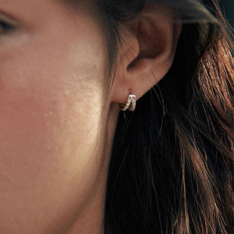 green [925 silver] Two.silver.204 / link dew earring