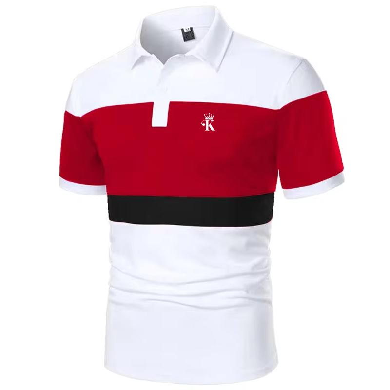Men Print Polo Shirt Short Sleeve Polo Shirt Contrast Color Polo New Clothing Summer Streetwear Casual Fashion Men Tops