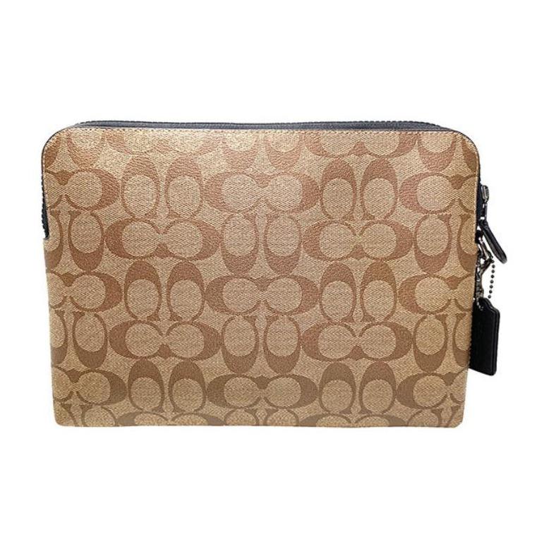 Coach Ranger 26 Fashion Versatile Classic C Pattern Print Buckle Leather Wallet Clutch Medium Men wallets Brown 2811-QBTN2