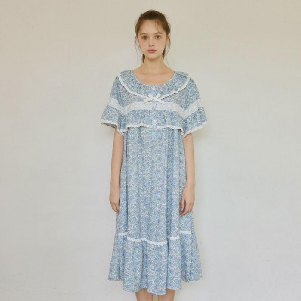 Lunaluz Women Cotton Short Sleeve Round Neck Pajama Dress