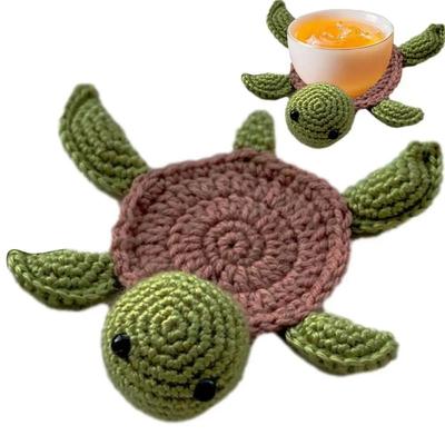 Heat-resistant Animal Cup Mat Non-slip Woven Water Cup Pad Cute Duck Crochet Coasters  Home