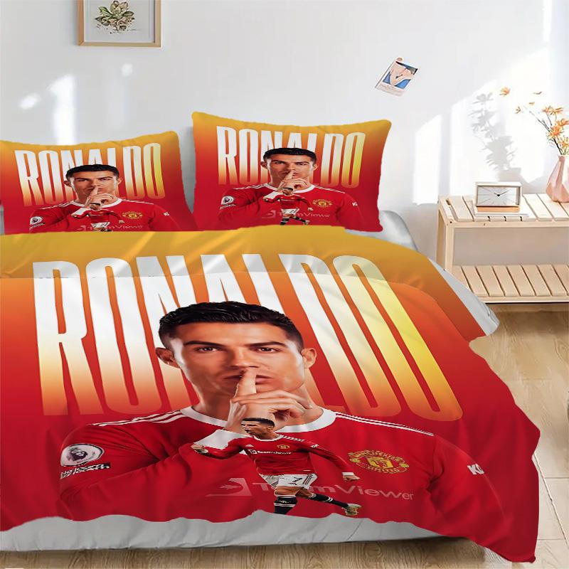 Ronaldo'S Stille Druck 3-teiliges Bettwäsche-Set Bettbezug mit 2 Kissenbezügen Heim-Geburtstagsgeschenk