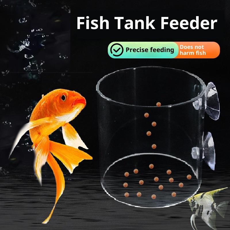 1Pcs Acrylic Fish Tank Fixed Food Dispenser Wide Feeding Area Dispensing Tool Aquarium Fish Food Feeder With Suction Cup