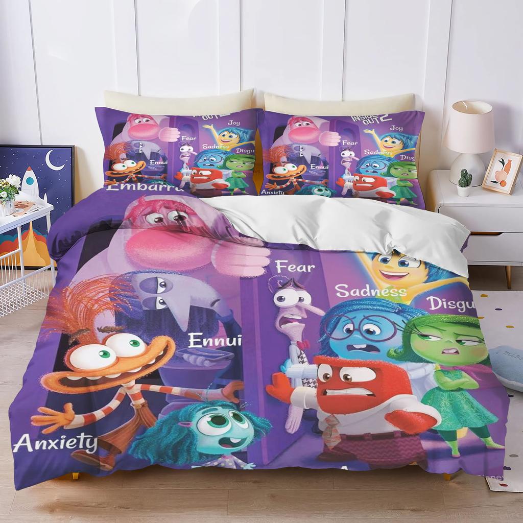 Inside Out Anime Home Bedroom Comforte Nordic polyester material suitable for children and adults 3-piece set