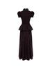 Autumn 2026 Women's Puff Sleeve Polka Dot Slim Fit Long Dress with Detachable Hem