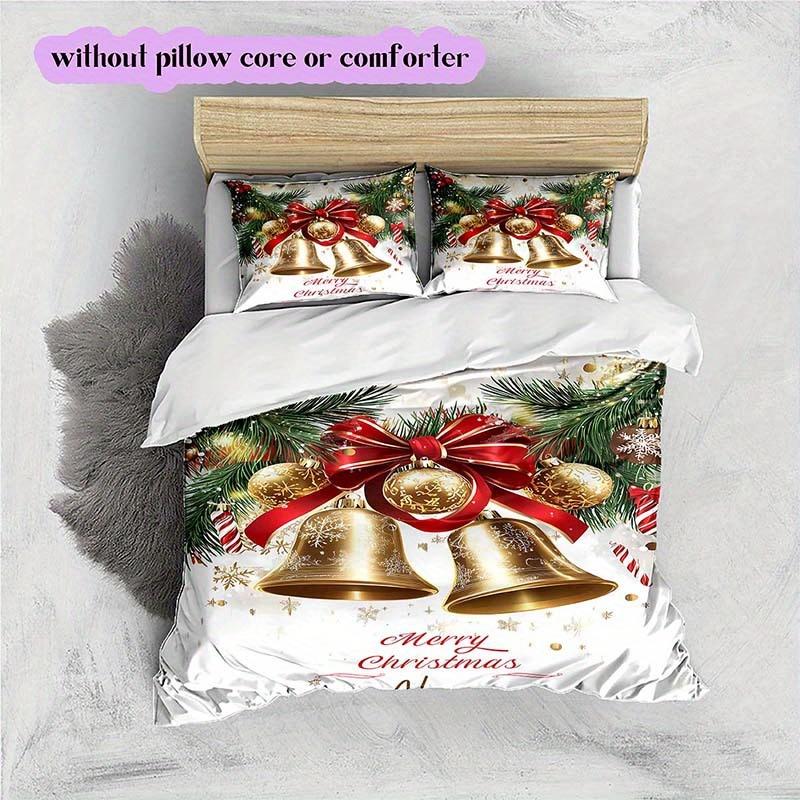 Christmas white background mistletoe Christmas bell christmas Name Customized Creative Print Set Bedding Quilt Cover Pillowcase
