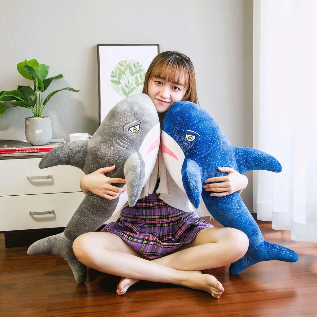 Simulated Shark Doll Plush Toy Aquarium Big Shark Children's Ragdoll Sleeping Pillow Birthday Gift Female