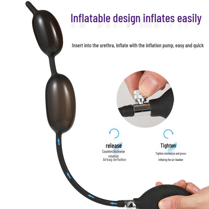 Dual-Ball Inflatable Horse Eye Urethral Plug Silicone Masturbator Rod