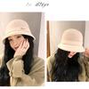 Bucket Hat Women Autumn Winter Thick Warm Solid Letters Label Fashion Sunshade Cap Korean New Trendy Casual