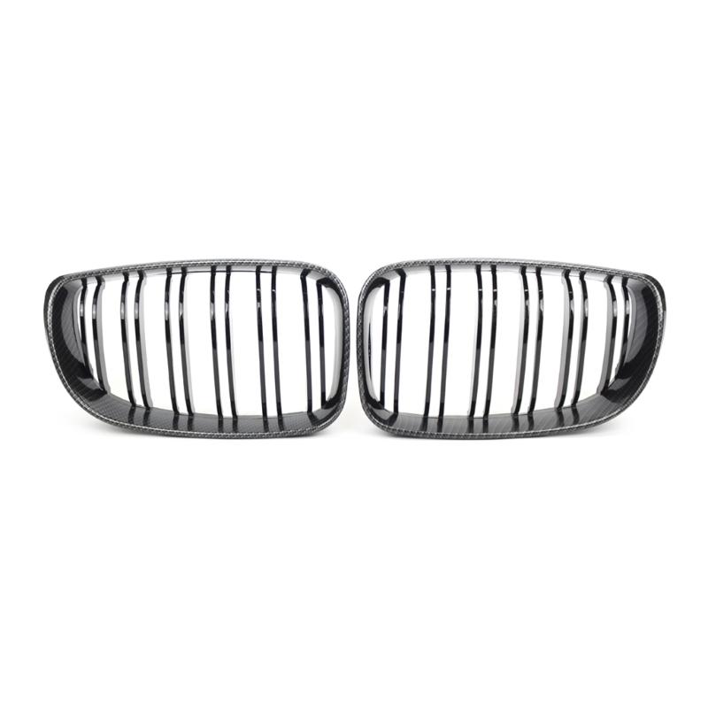 1 Pair Front Kidney Grille for   2019 51137166439 Gloss- Black Double-Line Left Right Front Grills Frame Trim