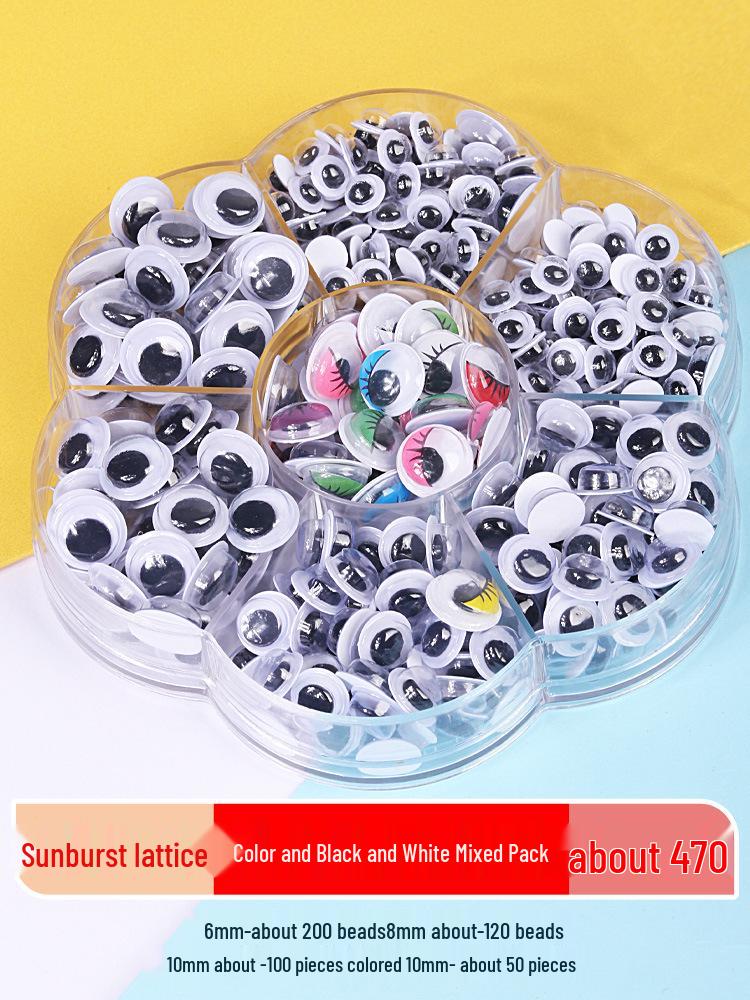 Kids' DIY Colored Eye Stickers for Crafting: Animal-Themed Black and White Eyeballs