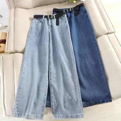 Damen Sommer Straight-Leg Jeans im College-Stil - Koreanischer Modetrend, Lockere Passform, Lässige Lange Hosen
