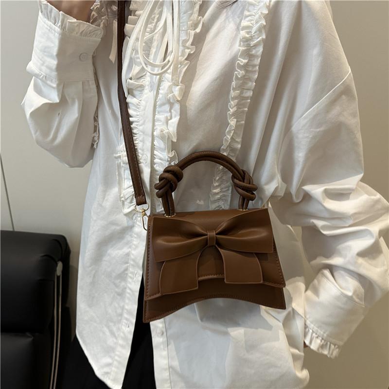 Women Simple Solid Color Bowknot Fashion Casual Crossbody Small Square Bag